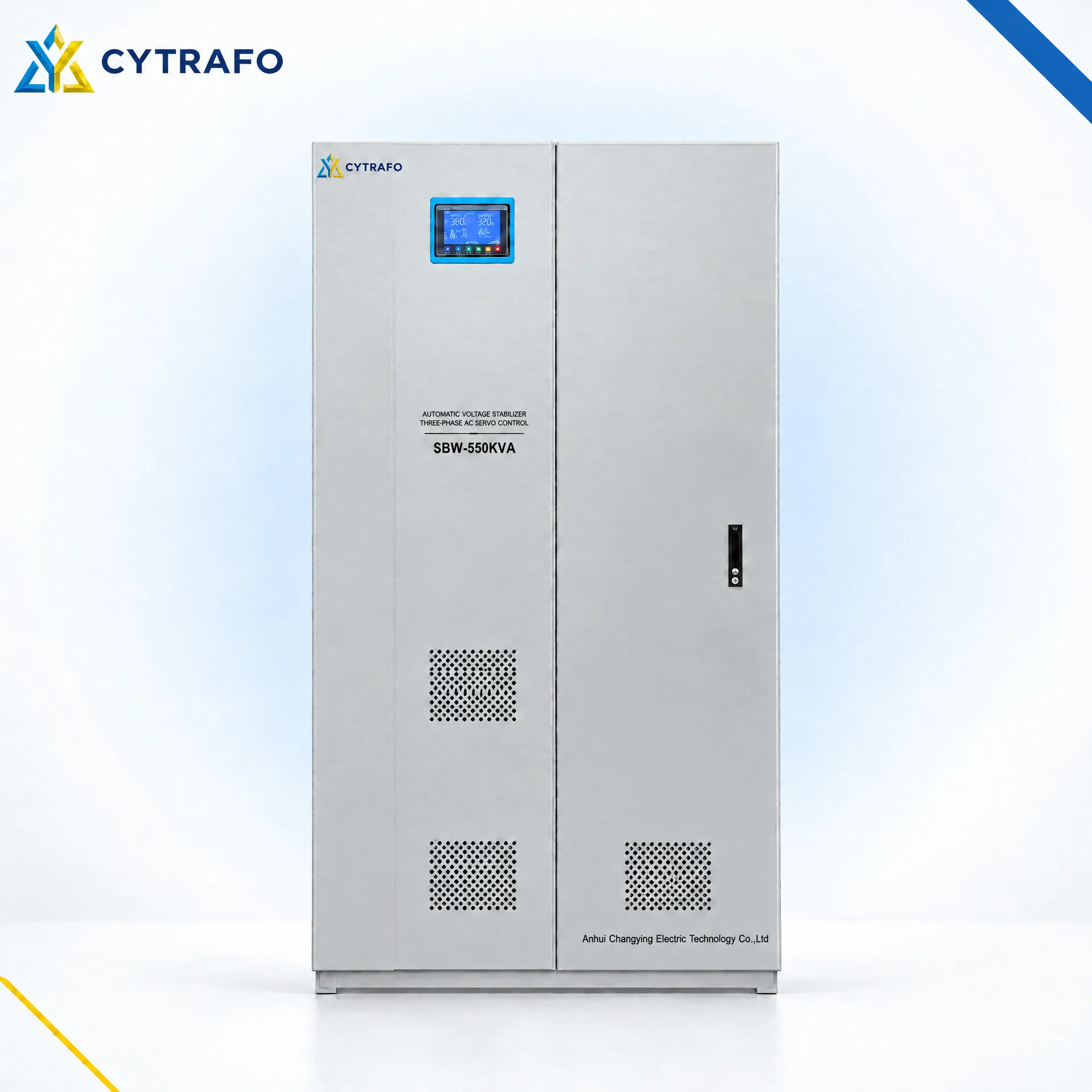 CYTRAFO SBW 550kVA three-phase servo voltage stabilizer with digital control display
